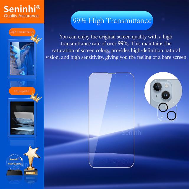 その他家電 seninhi 3+3Pack for iphone 14 Plus 6.7inch Screen Protector 3Pack + Camera Lens Protector 3Pack, Tempered Glass Screen Protect
