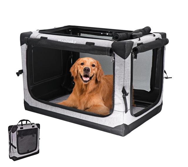 Hapineko（ハピネコ） 多用途 ペット ソフトクレート ソフトケージ ペットハウス カバー取り外せる 4面メッシュ出入口 折りたたみ式 ロッ