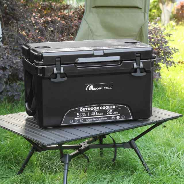 MOON LENCE クーラーボックス 大容量 40QT (38L) 5日保冷 ハードクーラーボックス アウトドア キャンプ BBQ ピクニック  レジャー ブラッ｜au PAY マーケット