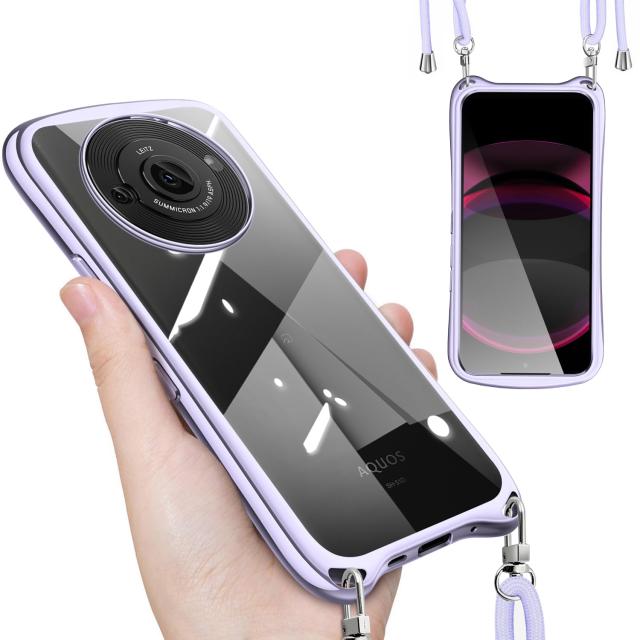 AQUOS R8 pro ケース クリア ショルダー ストラップ付き SH-51D カバー