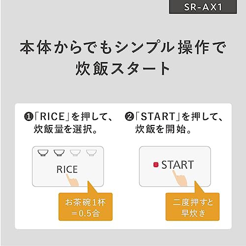 パナソニック 炊飯器 2合 IH 無洗米 全自動 スマホ連携 遠隔炊飯 ホワイト SR-AX1-W