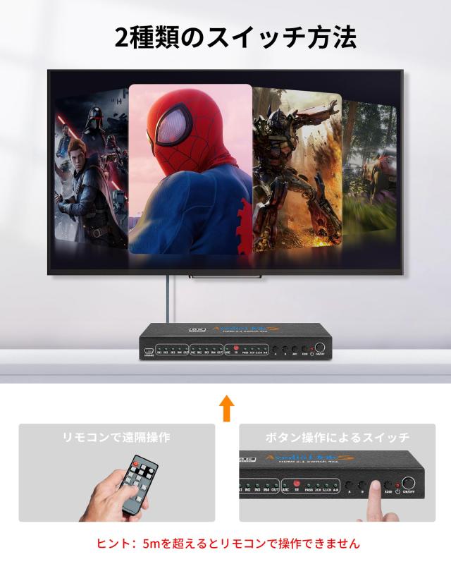 avedio links 8K HDMI2.1マトリックス4入力2出力 4K120Hz HDMI切替器 音声分離/ARC機能搭載 光デジタル | 安定版avedio links 8K HDMIマトリックス 4入力2出力