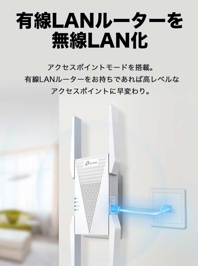 TP-Link Wi-Fi 無線LAN 中継器 Wi-Fi6 対応 2402Mbps(5Ghz) + 2402Mbps