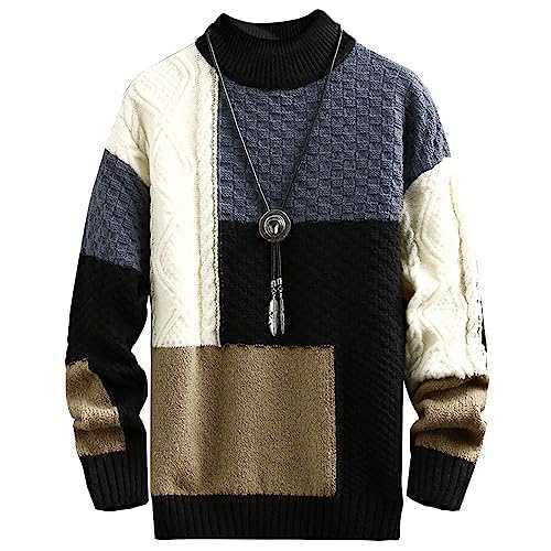 GUTHONG セーター メンズ 冬服 メンズ ハーフタートルネック 長袖 ニット ス パッチワーク カジュアル 大きいサイズ 暖かい 厚手の通販は