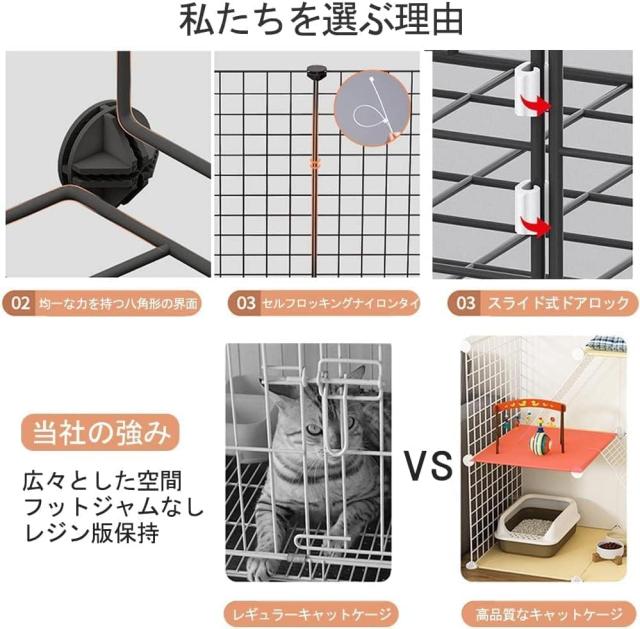 猫 ケージ 大型4段 DIYコンビネーション脱走防止 ペット，キャットケージ Amazon.co.jp: 猫 ケージ 大型4段 DIYコンビネーション脱走防止