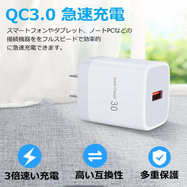 usb コンセント 充電器 18W QC3.0 急速充電器 ACアダプター iPoto 携帯