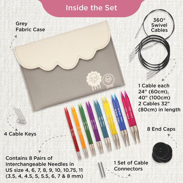 KNITPRO 交換可能な丸編みニードルチップ デラックスセット Trendz 3.50-8.00mm