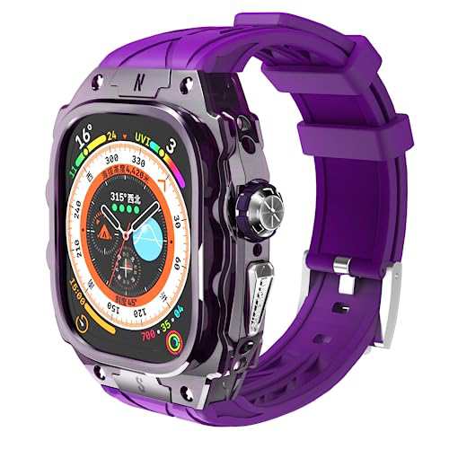 高級軽量透明ケース?用Apple Watch Ultra 1/2 49mmバンド カバー付き 高耐久 頑丈なケース シリコンストラップ 男性/女性用フル保護カバの通販は