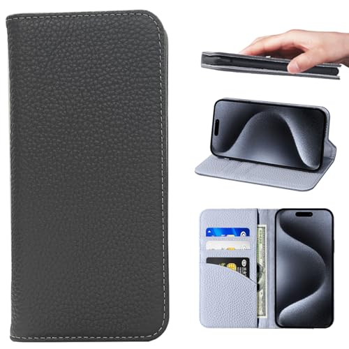 i Phone 15 Pro ケース 本革 手帳型 カバー 耐衝撃 保護 カバー 本革 内蔵マグネッ RFIDト 財布型 携帯カバー カードポケット スタンド機