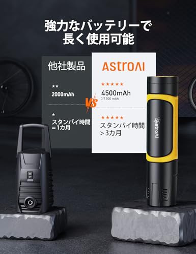 AstroAI 自転車 空気入れ 電動 エアーコンプレッサー バイク 空気入れ ...