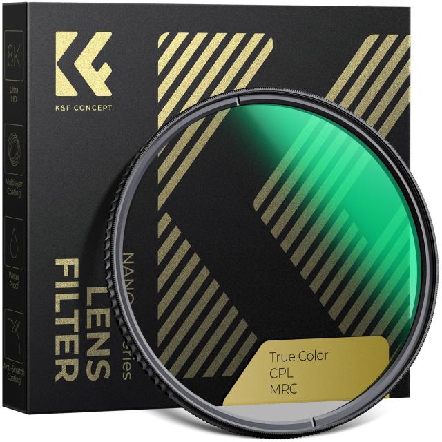 K＆F CONCEPT 72mm True Color CPLフィルター 黄色被り解消可能 コントラスト 反射調整 高透過率 円偏光フィルター 両面28層コーティング
