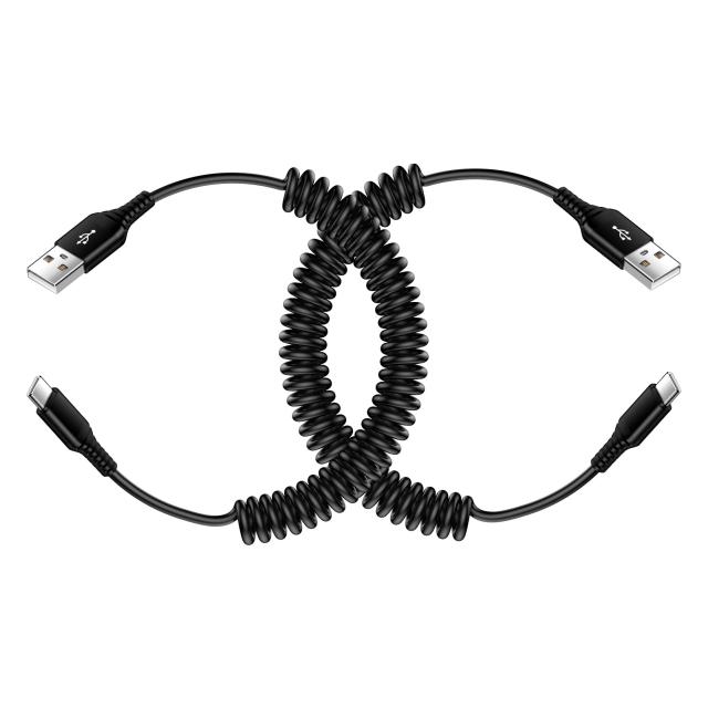 ChrisPow USB Type-C ケーブル 車用【コイル式/0.4mから1.8mまで伸縮