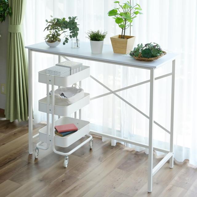 山善(YAMAZEN) デスク スタンディングデスク 幅120×奥行48×高さ100cm 耐荷重60？ 机 パソコンデスク 学習机 高さ固定 組立品 ホワイト