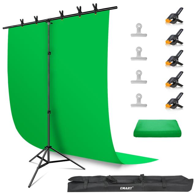 EMART 背景スタンド T字背景スタンド 210x200m 撮影スタンド グリーンバック クロマキー布 幅、高さ調節可能 背景布 グリーンバックスタ
