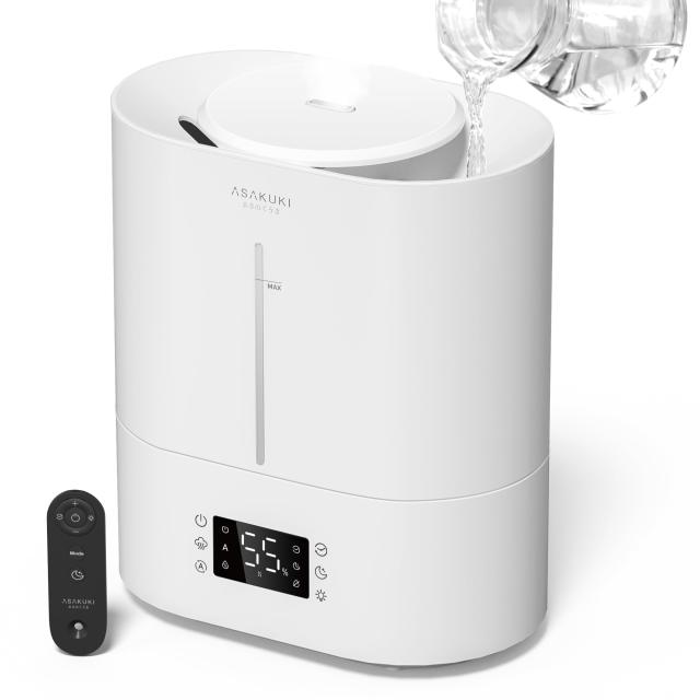 ASAKUKI 加湿器 卓上 大容量4L 超音波式 アロマ対応 自動湿度調整 40時間連続稼働 上から給水 静音 タイマー 睡眠モード ナイトライト 空