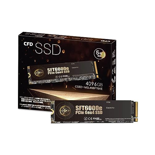 CFD SSD M.2 NVMe SFT6000e シリーズ 【 PS5 動作確認済み 】 3D NAND TLC採用 SSD PCIe Gen4×4 (読み取り最大6000MB/S) M.2-2280 NVMe