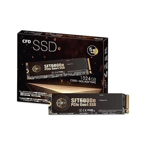 CFD SSD M.2 NVMe SFT6000e シリーズ 【 PS5 動作確認済み 】 3D NAND TLC採用 SSD PCIe Gen4×4 (読み取り最大6000MB/S) M.2-2280 NVMe