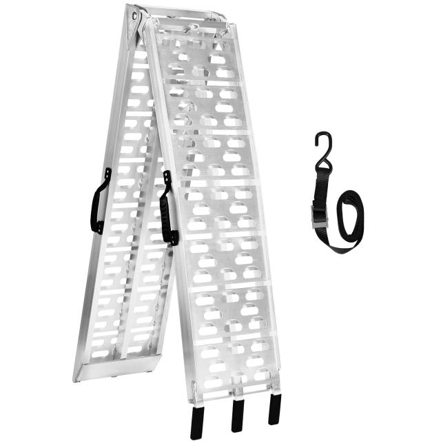 MAXIVMAN ラダーレール 折り畳み式 長さ226cm 幅30cm 耐荷重340kg バイク スロープ 軽量 アルミラダー 滑り止め付き 取っ手付き アルミブの通販は
