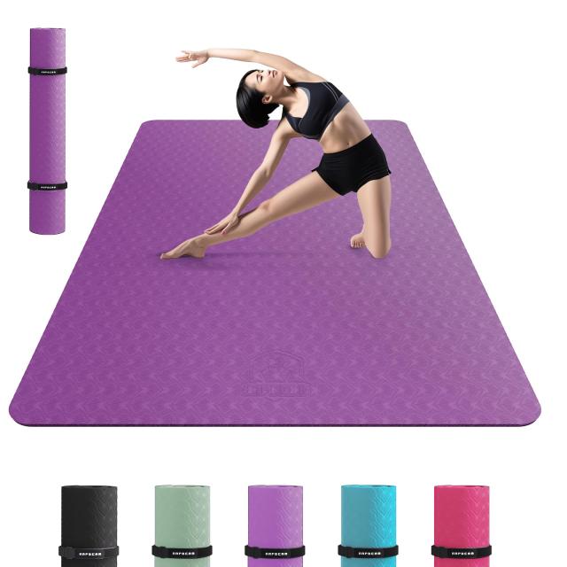 HAPBEAR ヨガマット 特大 幅広 トレーニングマット 厚め 6mm ピラティスマット 両面滑り止め 防音マット TPE素材 軽量 フィットネスマッ