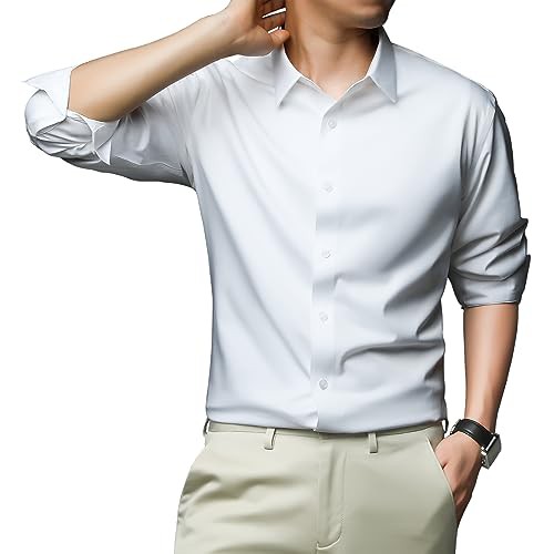 うみしも ビジネスシャツ メンズ 長袖 スカジュアル shirts ドレスシャツ 身を修める ノーアイロン 秋冬です じゅんしょく (首回り38 の通販は