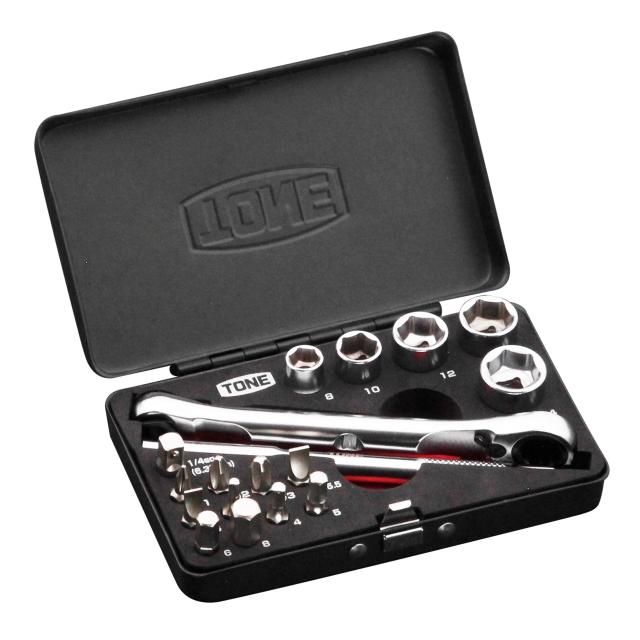 トネ(TONE) ソケットレンチビットセット MIX21620MBK 差込角:6.35mm(1/4”) ビット二面幅:6.35mm ブラック 内容18点