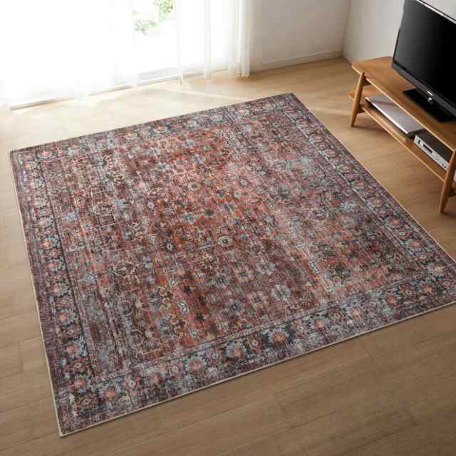 HAOCOO カーペット ラグ 2畳 洗える 185×185cm 正方形 オールシーズン適用 絨毯 ペルシャ風 ラグマット ふわふわ おしゃれ 滑り止め 防の通販は