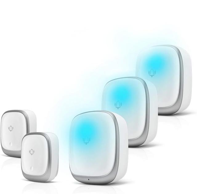 KULUSUPA ワイヤレスチャイム 玄関チャイム 電池不要 自動発電 音と光で呼び出しチャイムセット 7色led 4段階音量調節38曲選択 防水防塵