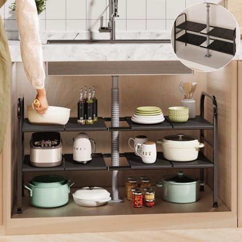 シンク下 収納 ラック 2段 伸縮 シンク下収納ラック 洗面台下 キッチン 収納 棚 横幅・高さ調整可能 可動く 棚 簡単組立 省スペース 鍋 5,305円