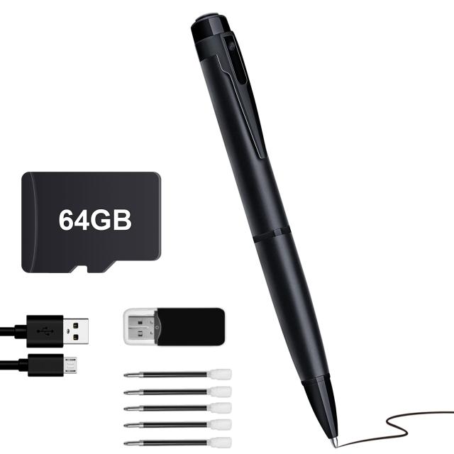 ペン型カメラ 小型カメラ 隠しカメラ ボールペン型カメラ 超小型カメラ 64GB SDカード付き HD 1080P ミニビデオカメラ 防犯 監視 盗撮 動の通販は 7,316円