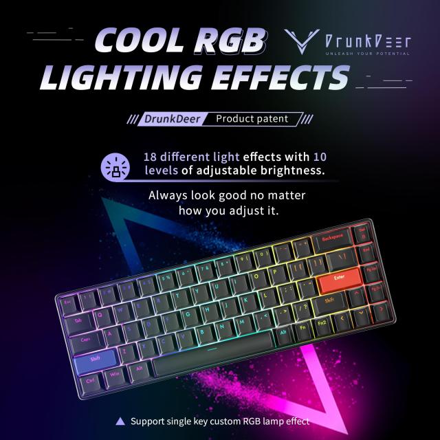 DrunkDeer G65 ラピッドトリガー メカニカルキーボード 磁気スイッチ ゲーム用 RGB コンパクト 65%サイズ 有線 ゴースト防止 ブラックの通販は