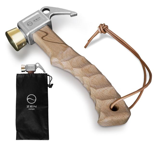 ZEN Camps ペグハンマー ショートハンマー 軽量 小型 コンパクト キャンプ 木製ハンドル 名栗加工 真鍮ヘッド (？木(ナチュラル))