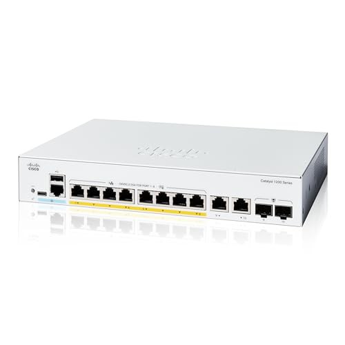 シスコシステムズ (Cisco) Cisco Catalyst 1200-8P-E-2G スマートスイッチ 8 ポート GE PoE Ext PS 2x1GE コンボ 金属筐体 静音ファンレ