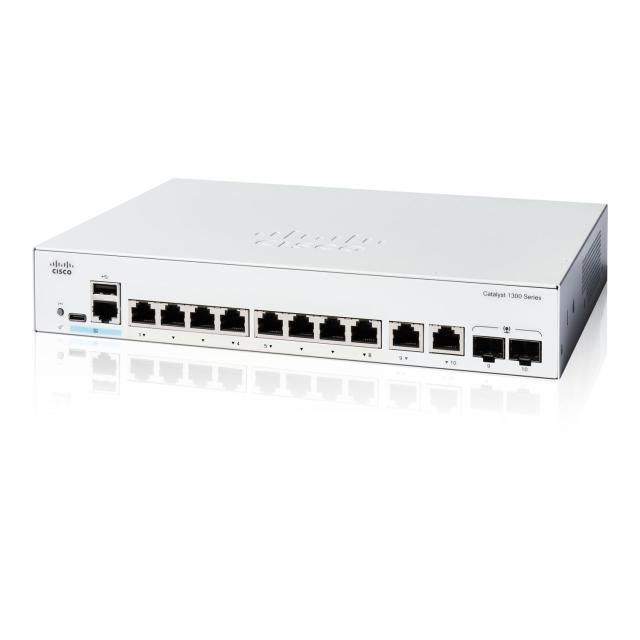 シスコシステムズ (Cisco) Cisco Catalyst 1300-8T-E-2G マネージド スイッチ 8 ポート GE Ext PS 2x1GE コンボ 金属筐体 静音ファンレス