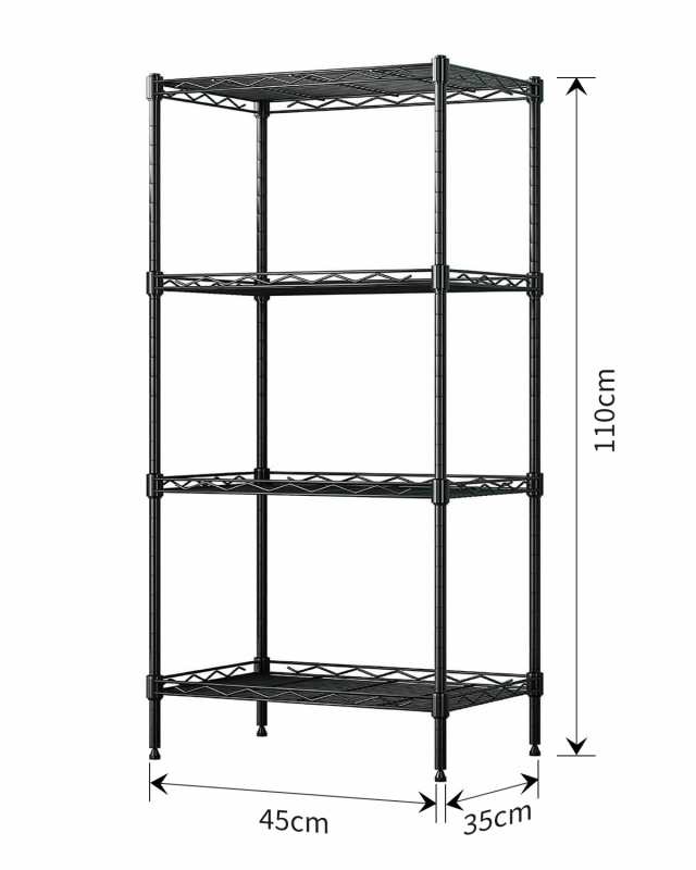 4段スチールラック 幅45×奥行35×高さ110cm メタルラック キッチン ...