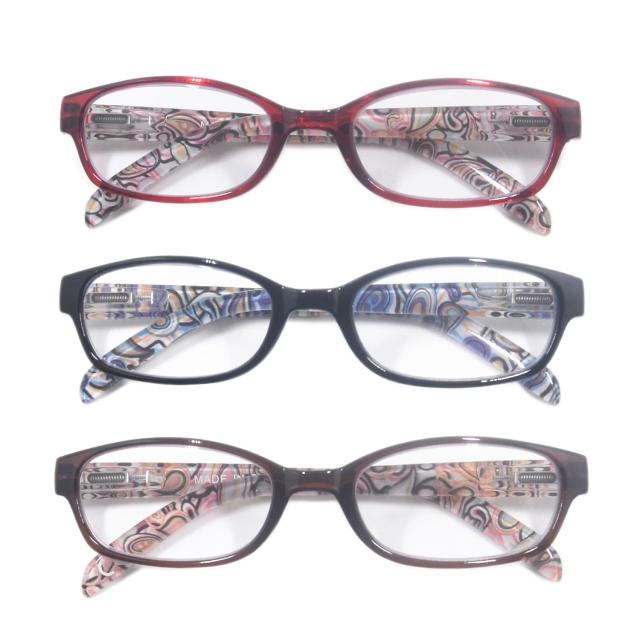 Henghao 老眼鏡 3色選択 可能 ブルーライトカット レトロ 花プリント老眼鏡 おしゃれリーディンググラス シニア グラス H6015 ...