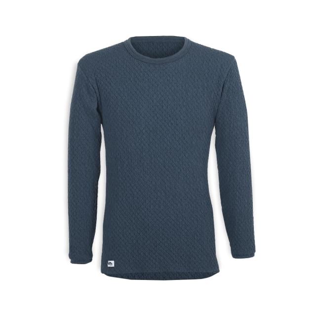 [ひだまり] 紳士用 長袖 丸首 シャツ チョモランマ[サピウム][3重袖シリーズ](L,ネービー) (QMS922)