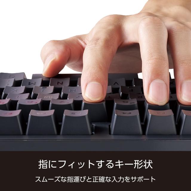 エレコム メカニカルキーボード Leggero 静音 有線 テンキーレス Nキーロールオーバー対応 5000万回高耐久スイッチ採用 赤軸 ブラック TK_3