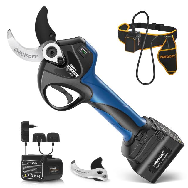 【トリガー連動機能】SWANSOFT 延長コード付きプロ用電動ハサミ 切断径40mm ブラシレスモーターを搭載 、21v 4000mAh リチウム電池 2 個の通販は