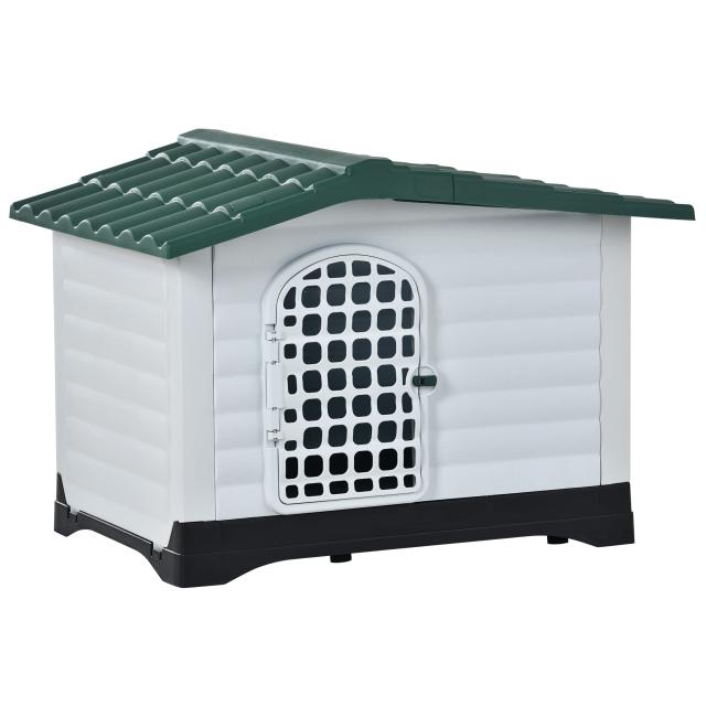 BTM 犬小屋 屋外用 犬舎 室外 中型犬用 大型犬用 ドア付き プラスチック製 ペットハウス オールシーズン 通気 日焼け対策 雨除け 水洗い の通販は