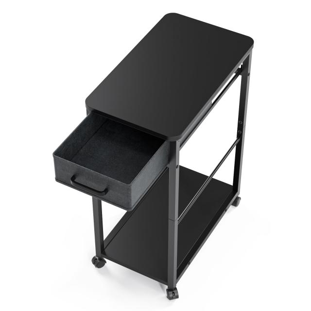 DEWEL サイドワゴン pcワゴン キャスター付き パソコンワゴン cpuワゴン 引き出し付き デスクワゴン パソコン収納 木製 デスクサイドワゴ