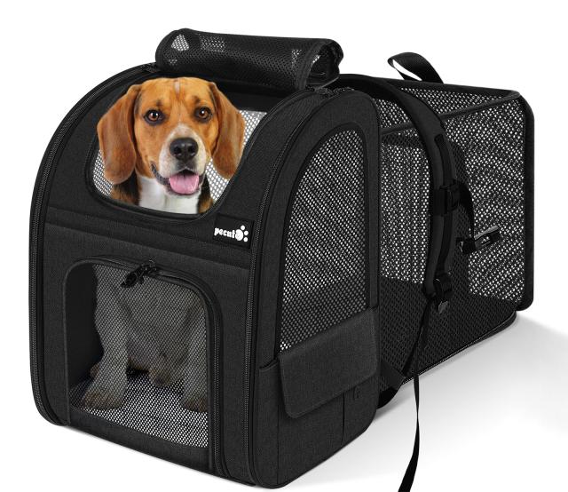 Pecute 猫用 犬用 リュック ペット猫 キャリーバッグ通気性 拡張可能 2WAY 猫 キャリー リュックメッシュ窓 ペット猫 小中型犬用 バック