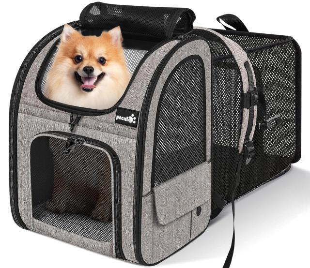 ペキュート Pecute ペット 猫 キャリーバッグ 猫用 犬用 リュック メッシュ窓 通気性 拡張可能 2WAY 猫 キャリー リュック 折り畳み お出