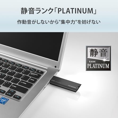 IODATA スティックSSD 2TB グレー×ブラック 小型 高速転送 ポータブル