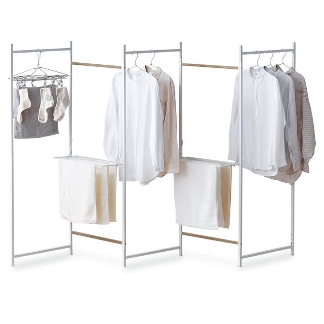 アイリスオーヤマ 折りたたみ物干し 物干しラック 5連 ホワイト 幅250×奥行24 シンプルなデザイン 変形可能な屏風型 コンパクトかつ機能の通販は