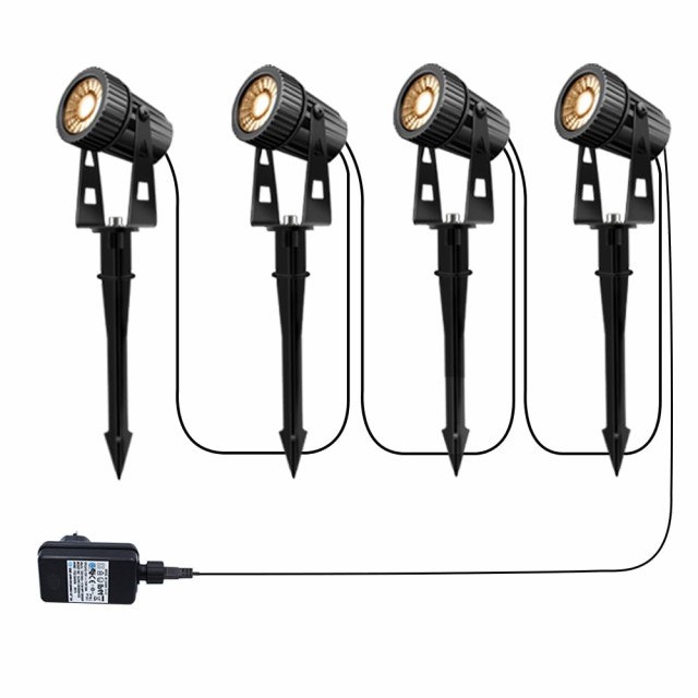 Aotealit 12V LEDガーデンライト電球色3000K 3WCOBライト 4個 IP65防水 暖かい光 ガーデンスポットライト常時点灯 高輝度 1100LM上下左右の通販は