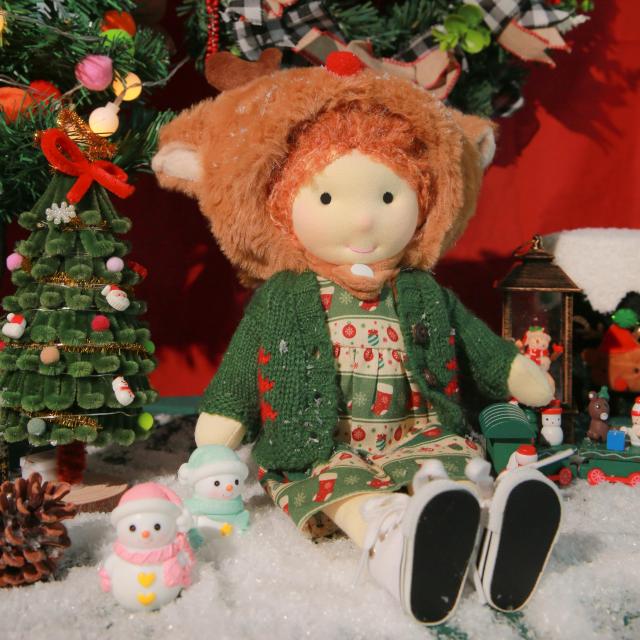 BlissfulPixie ウォルドルフ人形 手作り人形 Waldorf Doll - Cora 30cm 柔らかい 女の子 かわいい ぬいぐるみ 子供たちに最適な人形