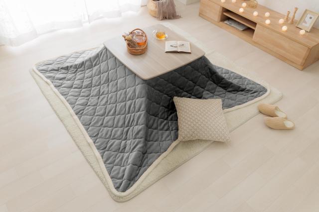 イケヒコ こたつ布団 長方形 ベース グレー 約190×240cm 上掛け 中掛け 毛布 リバーシブル ブランケット シンプル 丸洗い ふんわり #117の通販は