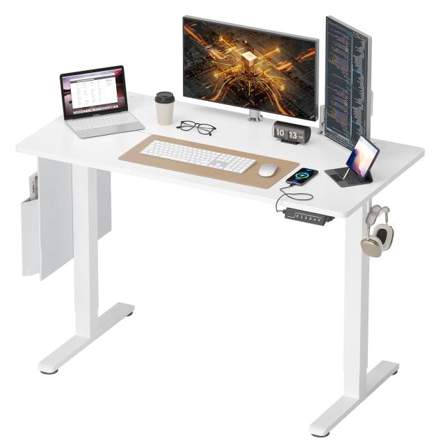 Bestier 電動 昇降式デスク 幅120cm スタンディングデスク 耐荷重70kg (メモリー機能, USB充電可能, 障害物検知, ケーブルトレー) 無階段