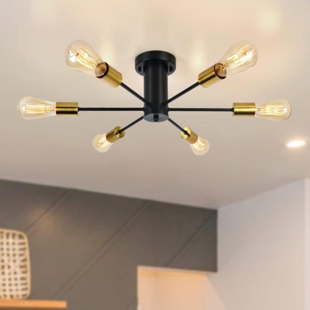 シーリングライト 6灯 6~12畳 シーリングスポットライト E26口金 LED電球対応 簡単取付 モダン おしゃれ リビング 天井照明 北欧 ペンダ