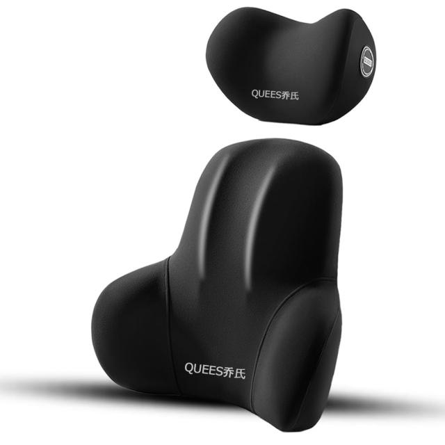 Deeli 腰痛 クッション 車 車 クッション ファッションデザイン腰用ヘッドレストピロー 1セット ブラック 低反発 柔らかな質感 腰枕人間の通販は